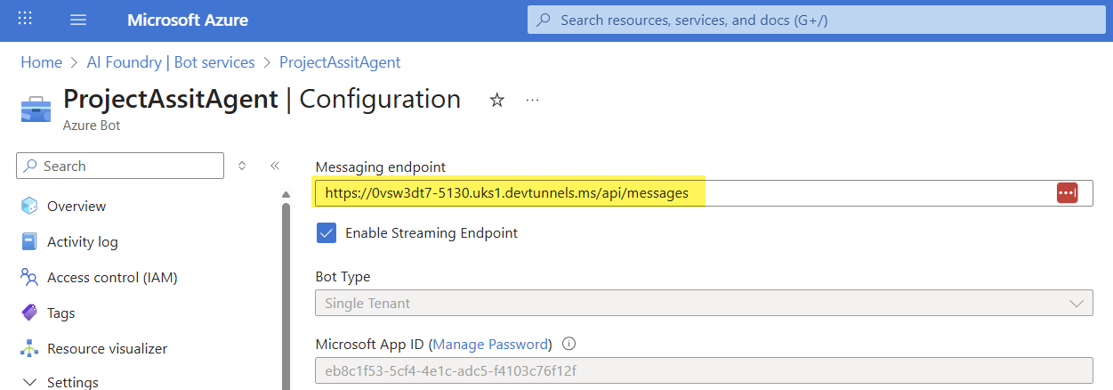 Bot Messaging Endpoint