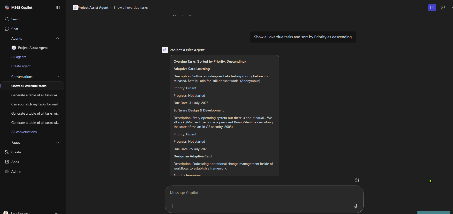 Project Assist Agent in Copilot