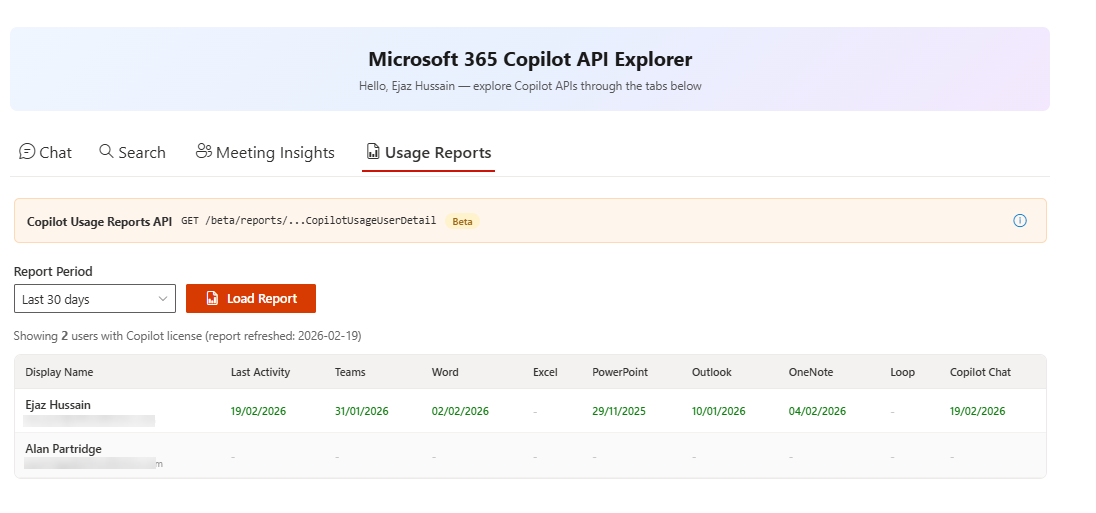 Copilot Usage Reports API